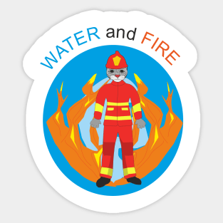 Firefighter cat_water and fire Sticker